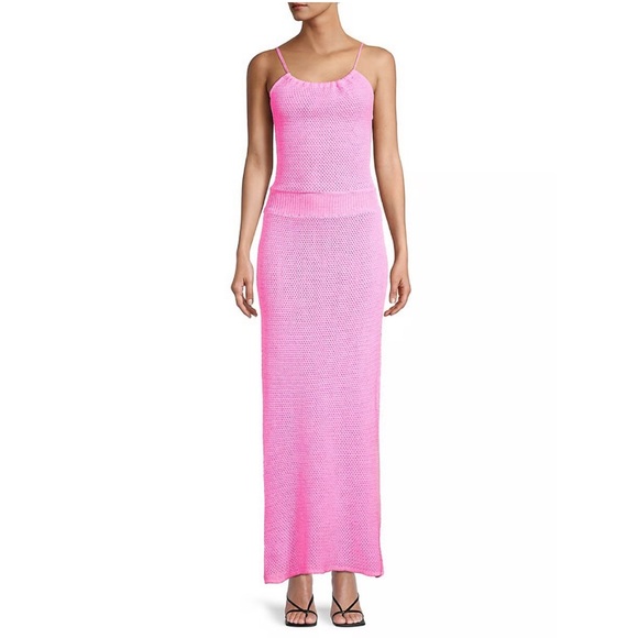Victor Glemaud Dress Sleeveless Crochet Knit Maxi in Pink - Picture 1 of 9